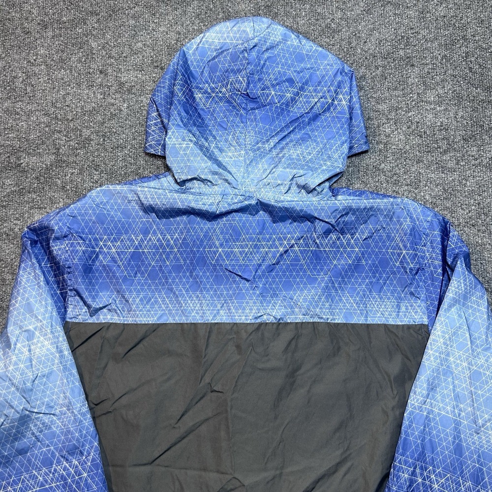 Everlast Sport Men's Large Blue Geometric Windbreaker Jacket Full Zip Hooded - Picture 10 of 11